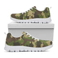 Classic Green Camouflage Print White Running Shoes