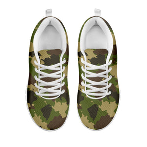 Classic Green Camouflage Print White Running Shoes