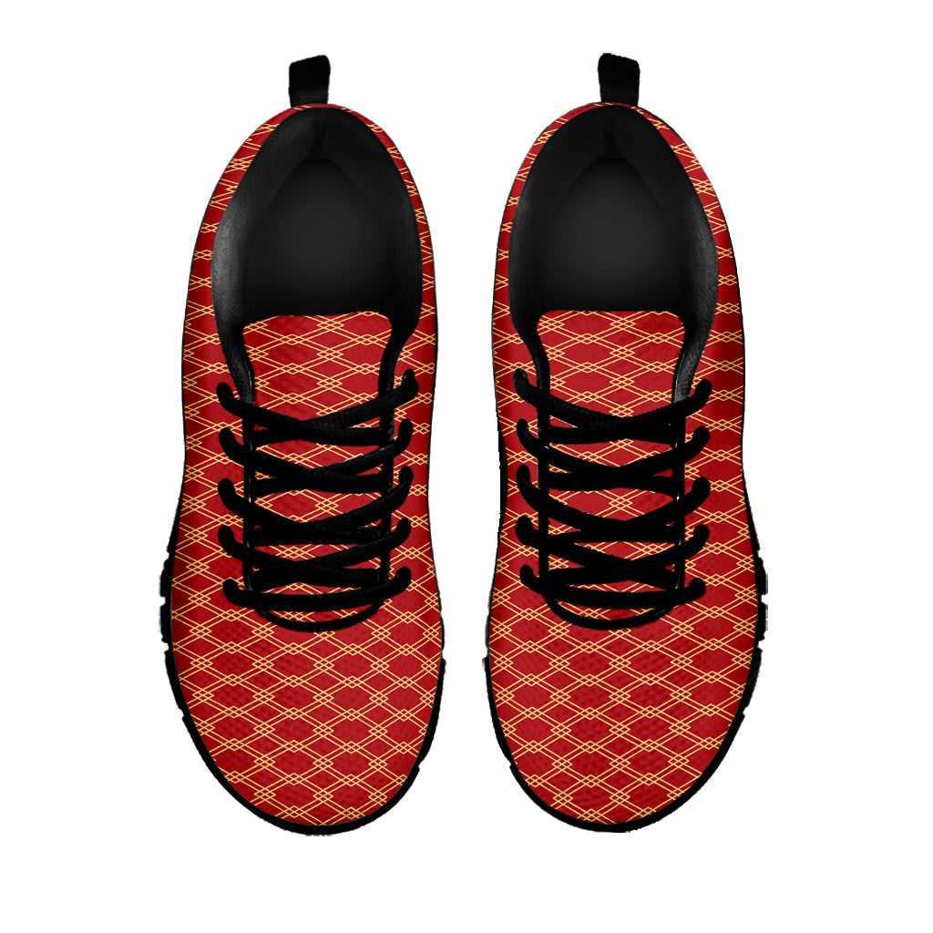 Classic Japanese Pattern Print Black Running Shoes