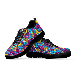 Colorful Aloha Camouflage Flower Print Black Running Shoes