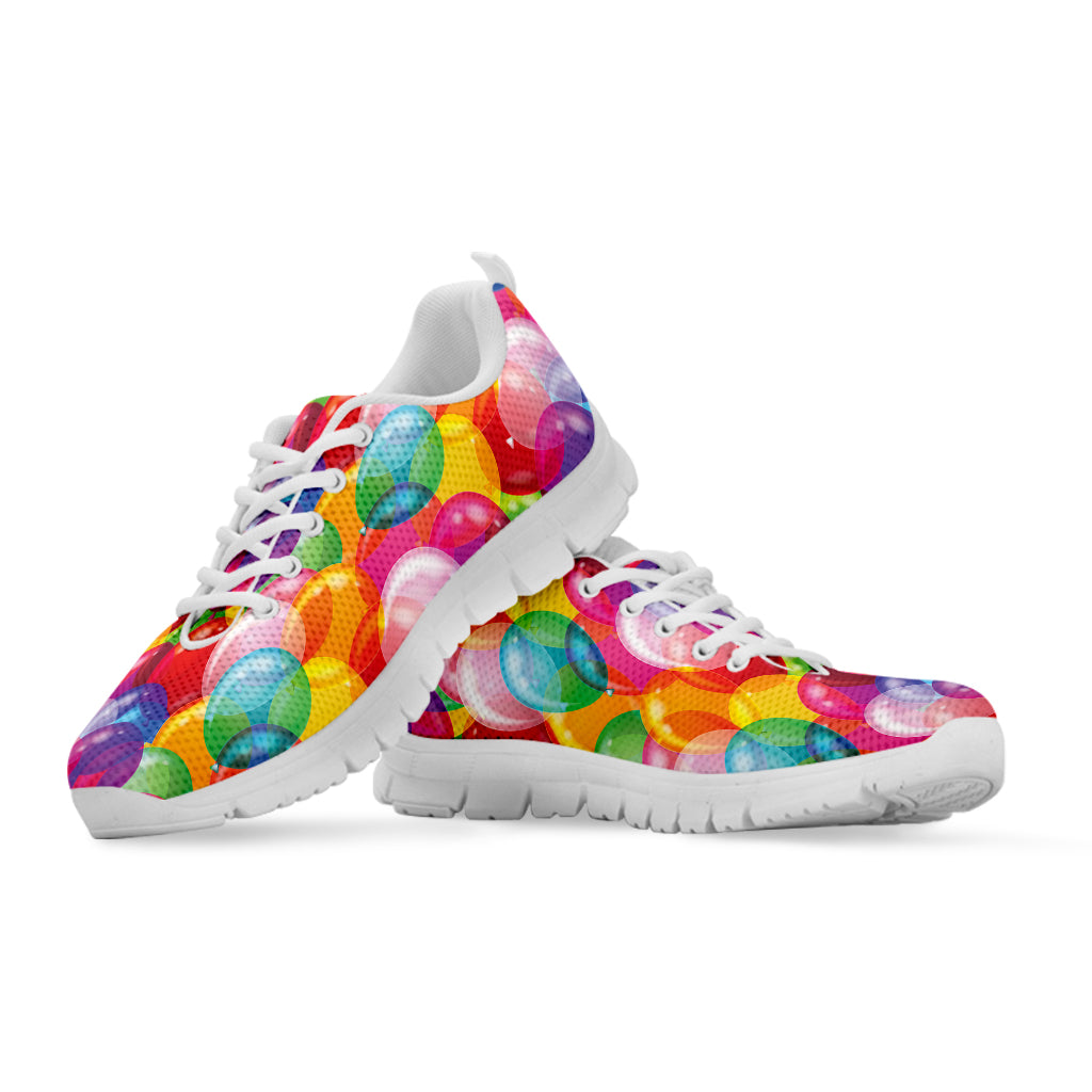 Colorful Balloon Pattern Print White Running Shoes