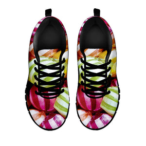 Colorful Candy Ball Print Black Running Shoes