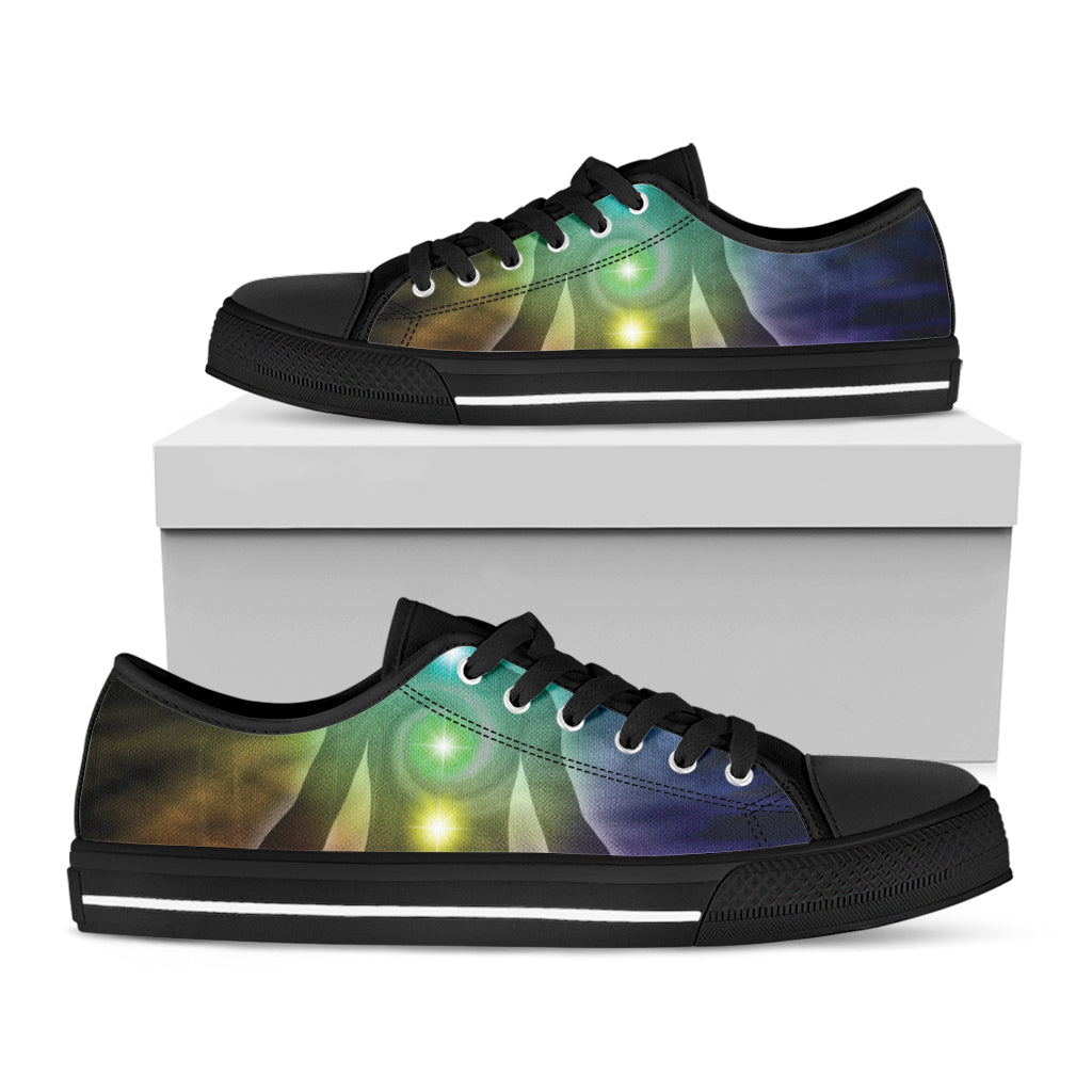 Colorful Chakras Aura Print Black Low Top Sneakers
