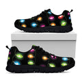 Colorful Christmas Lights Print Black Running Shoes
