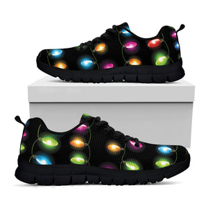 Colorful Christmas Lights Print Black Running Shoes