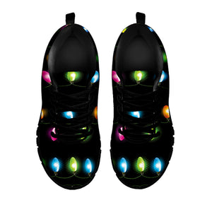 Colorful Christmas Lights Print Black Running Shoes