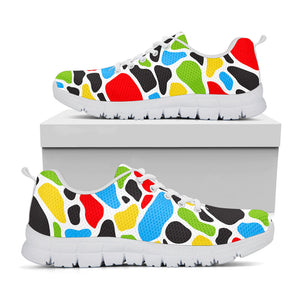 Colorful Cow Print White Running Shoes