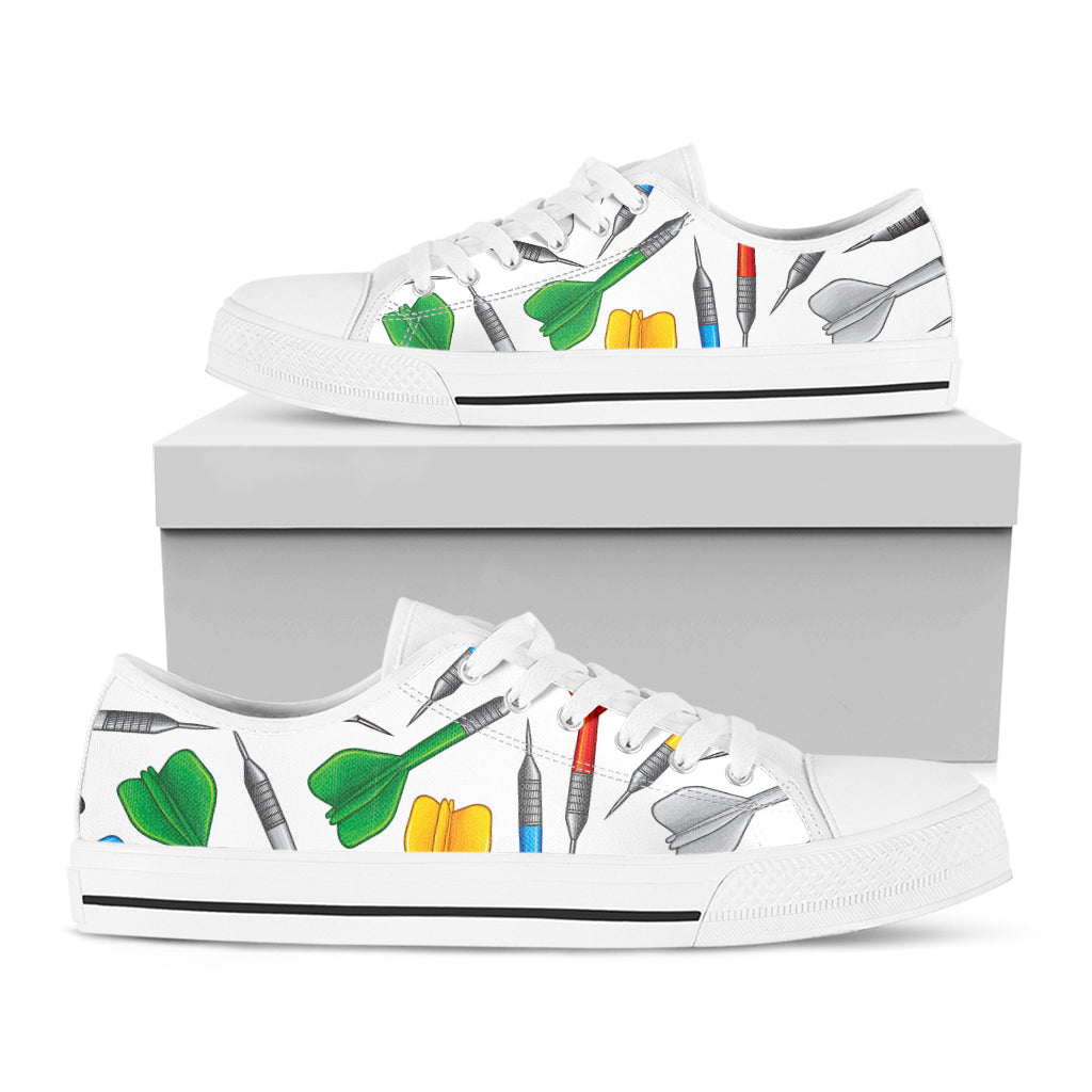 Colorful Darts Pattern Print White Low Top Sneakers