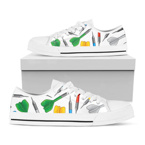 Colorful Darts Pattern Print White Low Top Sneakers