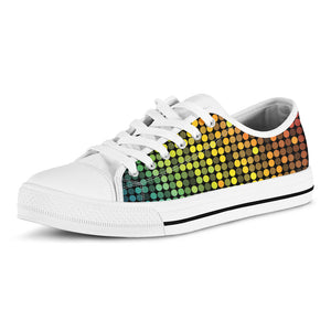 Colorful Disco Lights Pattern Print White Low Top Sneakers