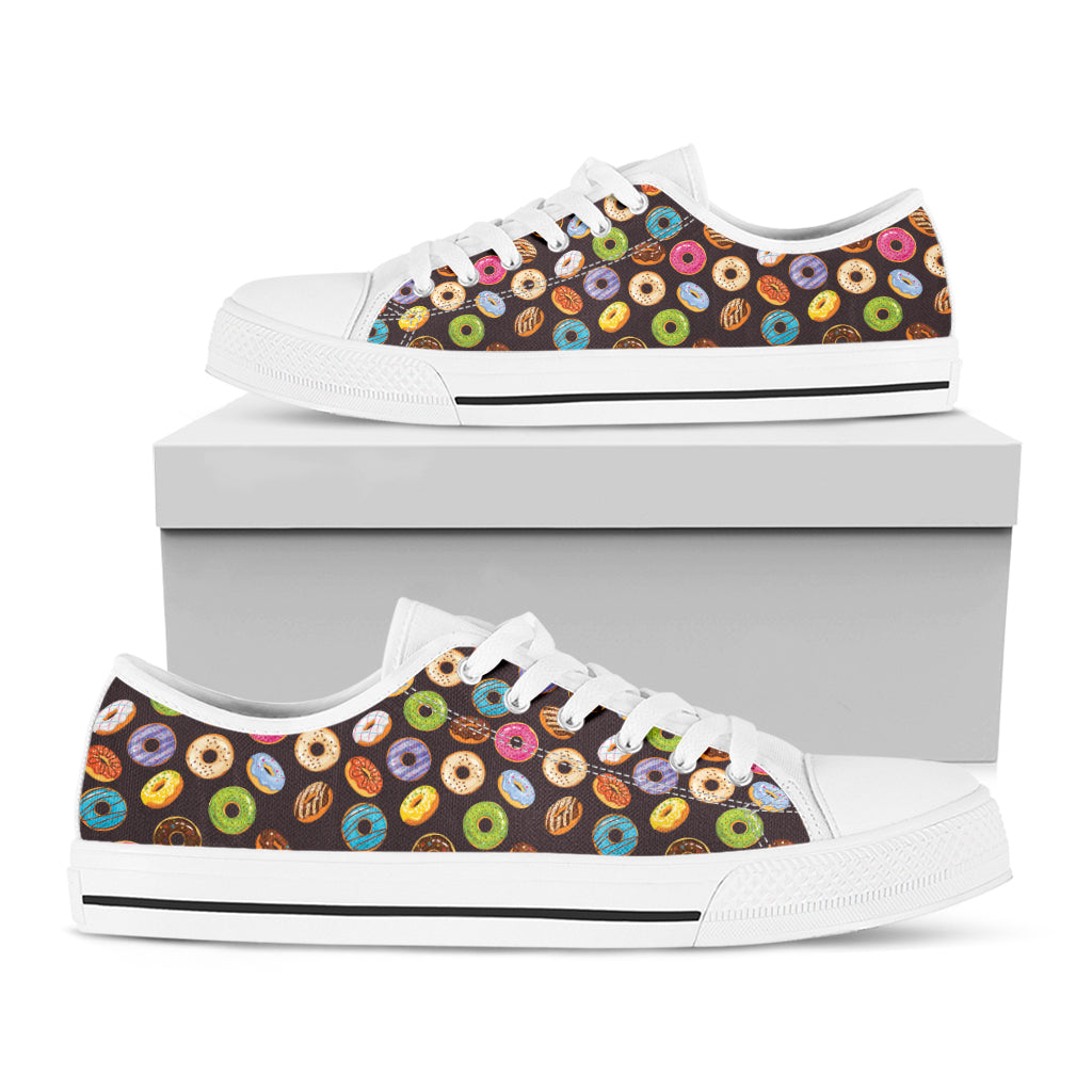 Colorful Donut Pattern Print White Low Top Sneakers