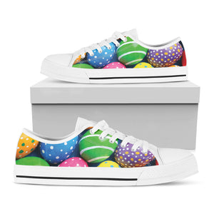 Colorful Easter Eggs Print White Low Top Sneakers