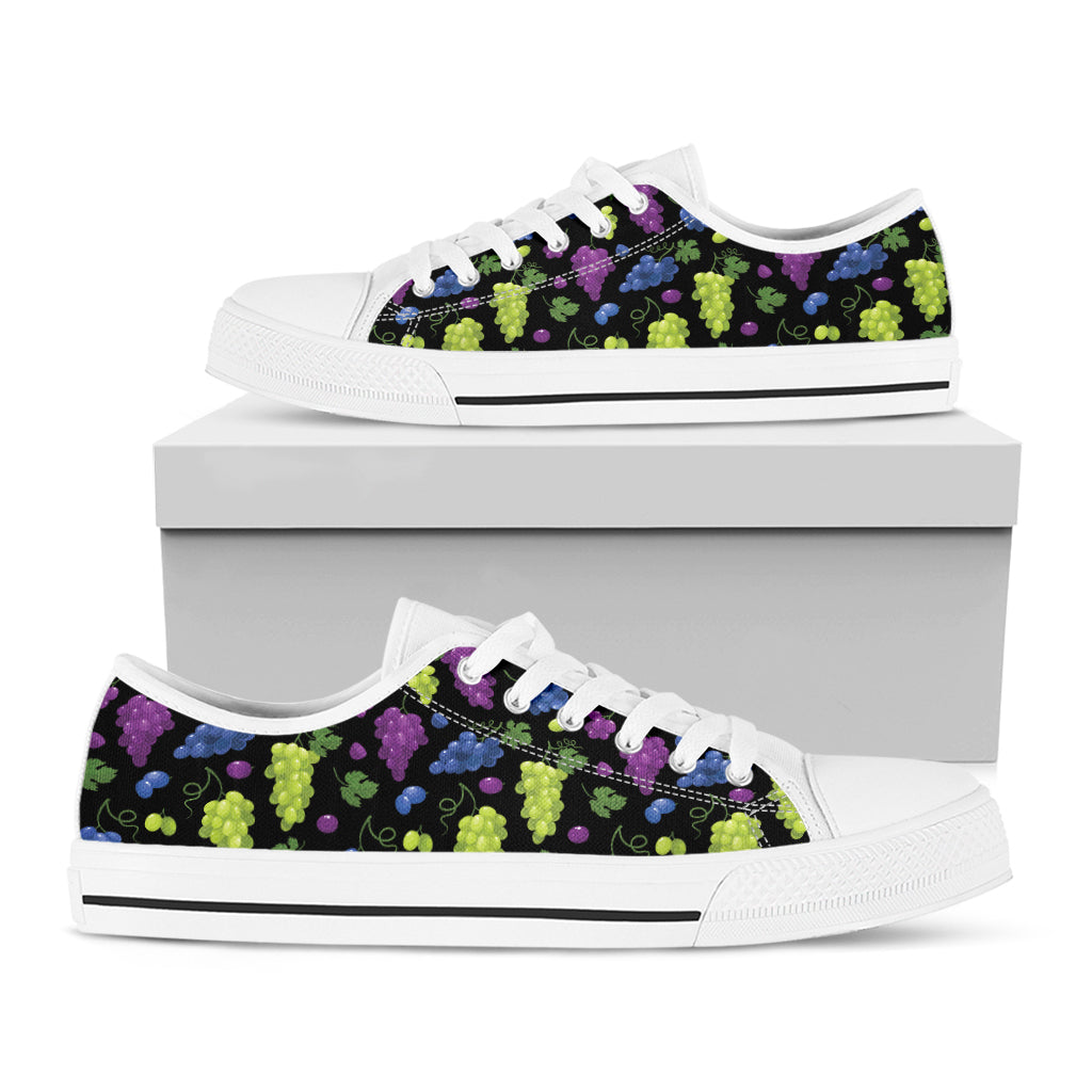 Colorful Grapes Pattern Print White Low Top Sneakers