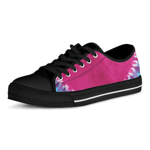 Colorful Heart Tie Dye Print Black Low Top Sneakers