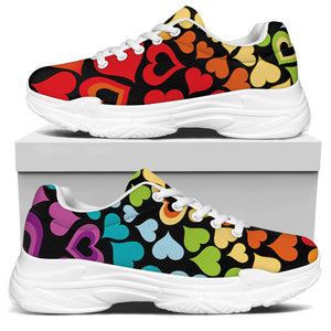 Colorful Heart Wave Pattern Print White Chunky Shoes