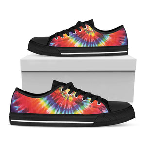 Colorful Hippie Tie Dye Print Black Low Top Sneakers