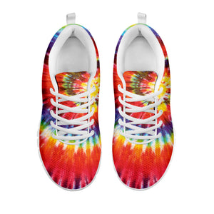 Colorful Hippie Tie Dye Print White Running Shoes