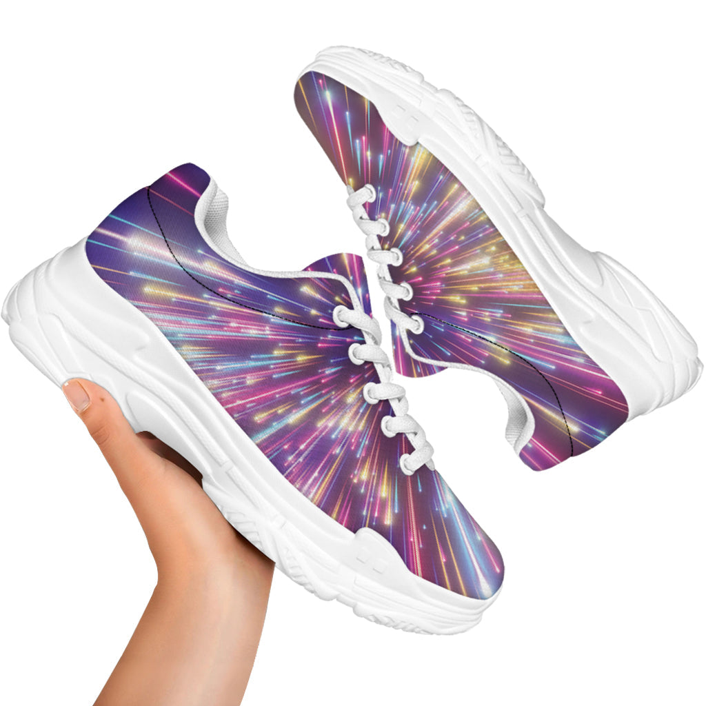 Colorful Hyperspace Print White Chunky Shoes