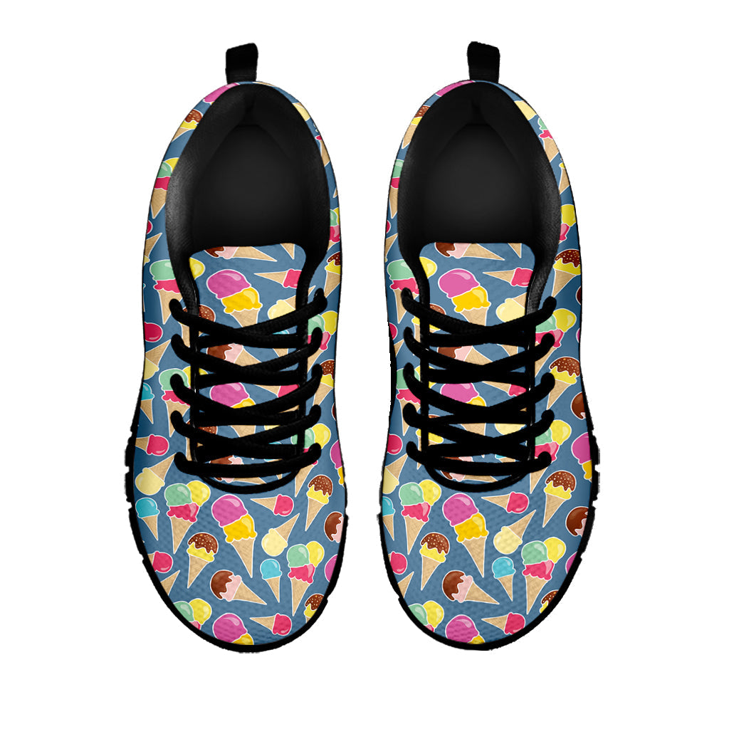 Colorful Ice Cream Pattern Print Black Running Shoes