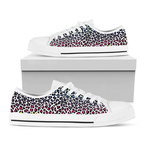 Colorful Leopard Print White Low Top Sneakers