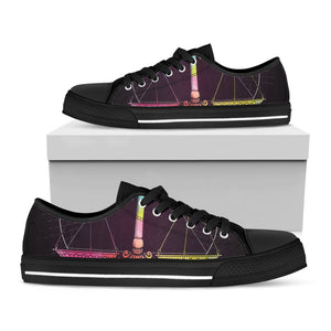 Colorful Libra Sign Print Black Low Top Sneakers
