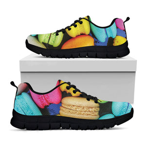 Colorful Macarons Print Black Running Shoes