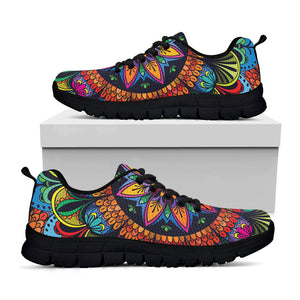 Colorful Mandala Print Black Running Shoes