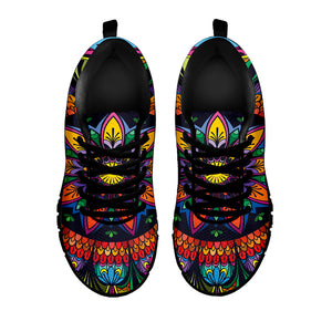 Colorful Mandala Print Black Running Shoes