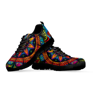 Colorful Mandala Print Black Running Shoes