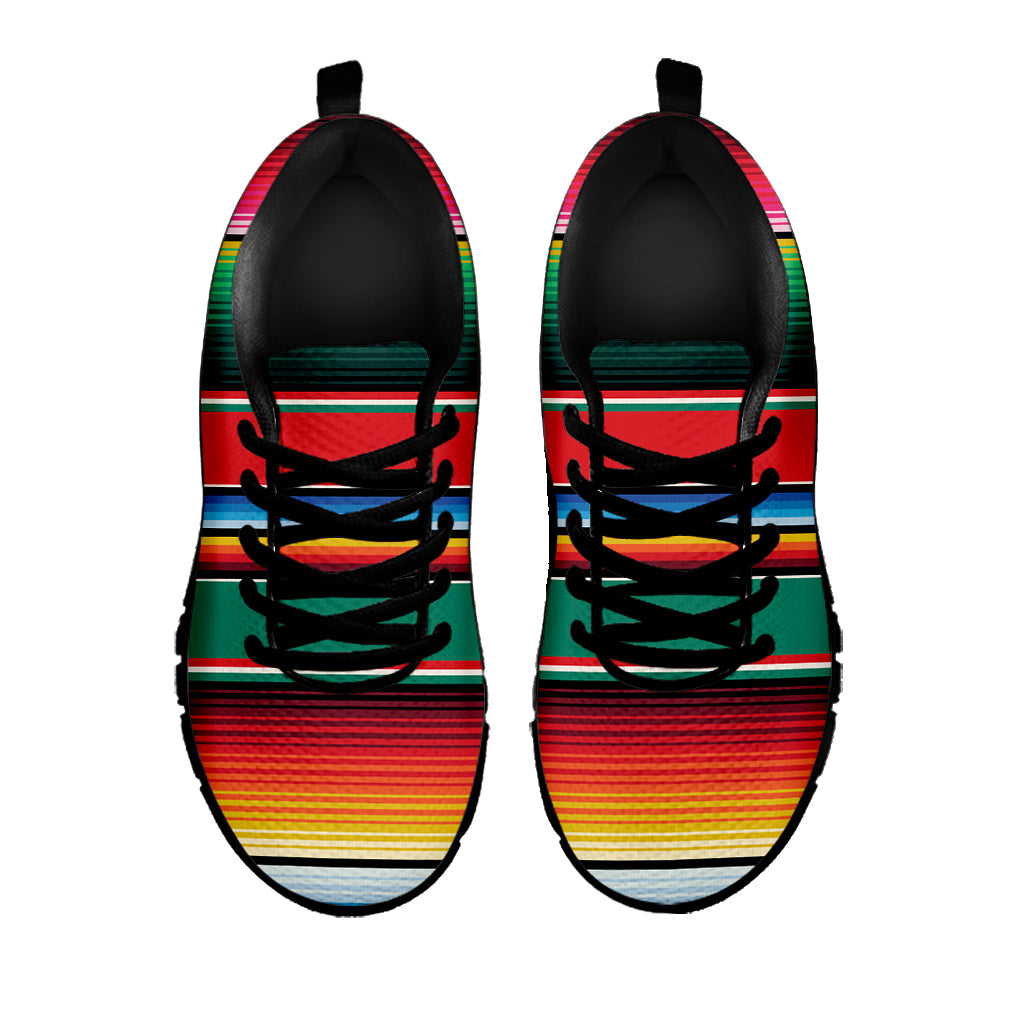 Colorful Mexican Blanket Pattern Print Black Running Shoes