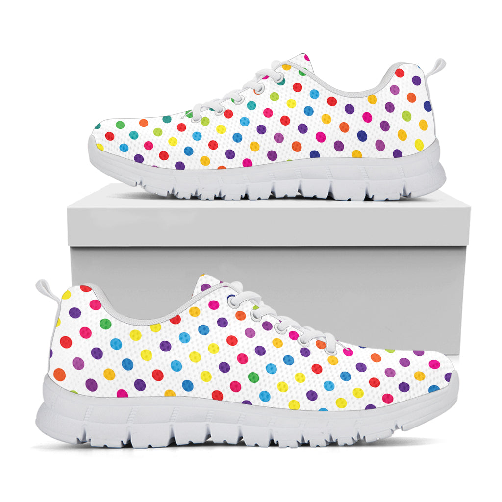Colorful Polka Dot Pattern Print White Running Shoes