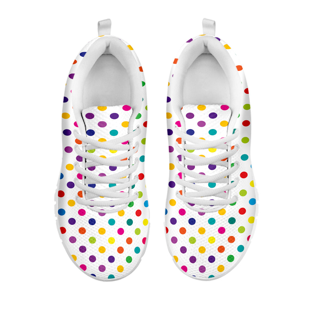 Colorful Polka Dot Pattern Print White Running Shoes