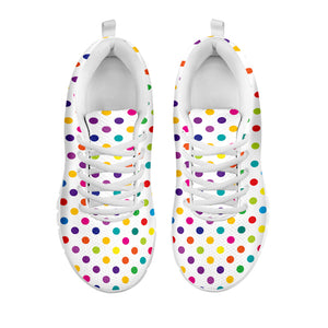 Colorful Polka Dot Pattern Print White Running Shoes