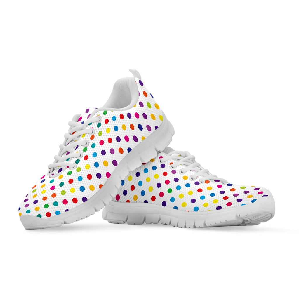 Colorful Polka Dot Pattern Print White Running Shoes