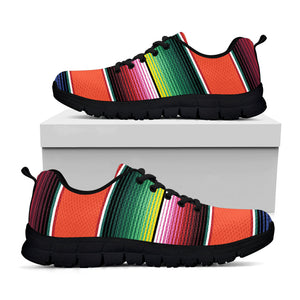 Colorful Serape Blanket Pattern Print Black Running Shoes
