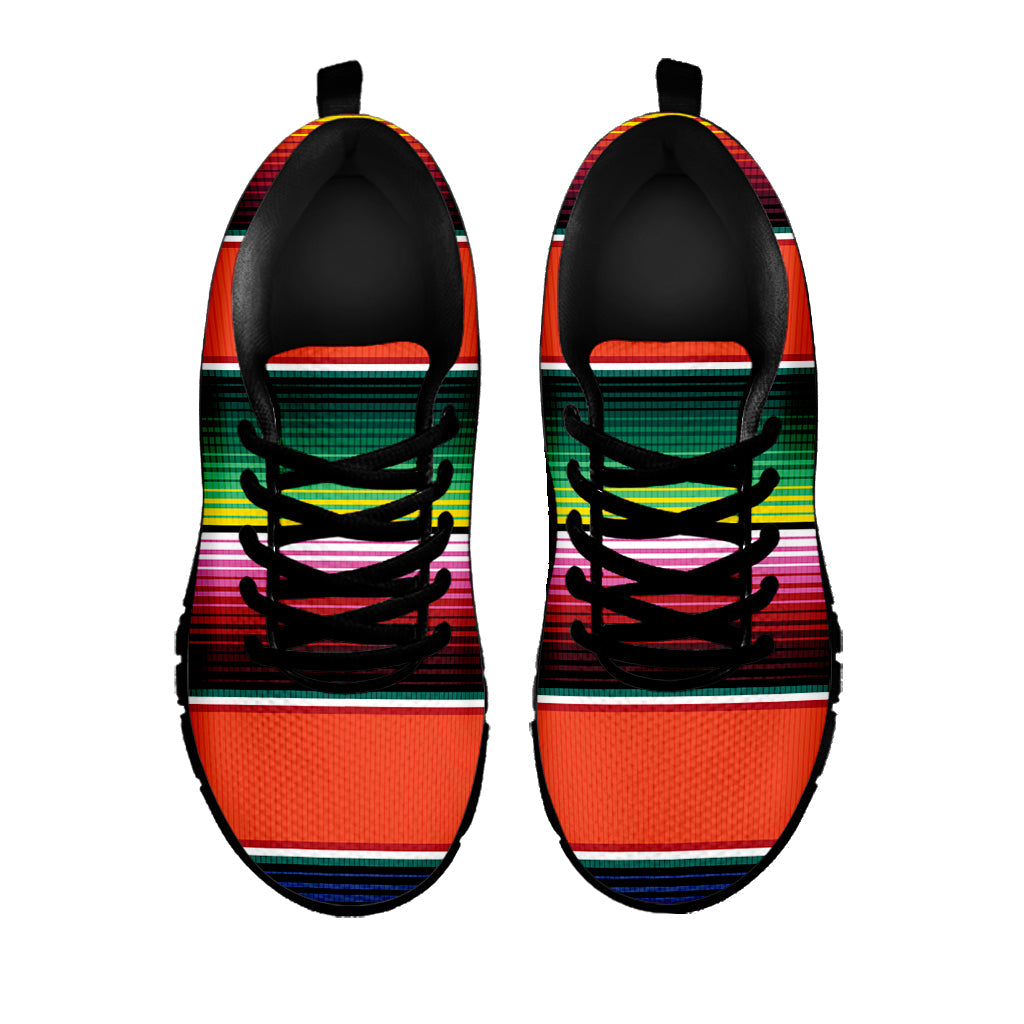 Colorful Serape Blanket Pattern Print Black Running Shoes