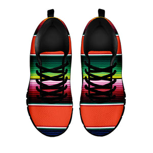 Colorful Serape Blanket Pattern Print Black Running Shoes
