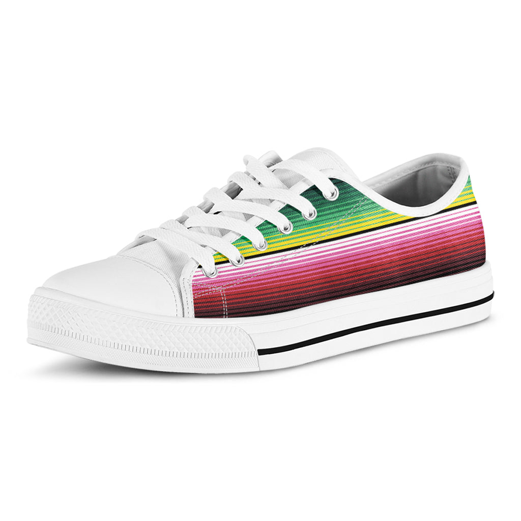 Colorful Serape Blanket Pattern Print White Low Top Sneakers