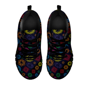 Colorful Seven Chakras Pattern Print Black Running Shoes