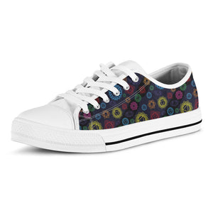 Colorful Seven Chakras Pattern Print White Low Top Sneakers