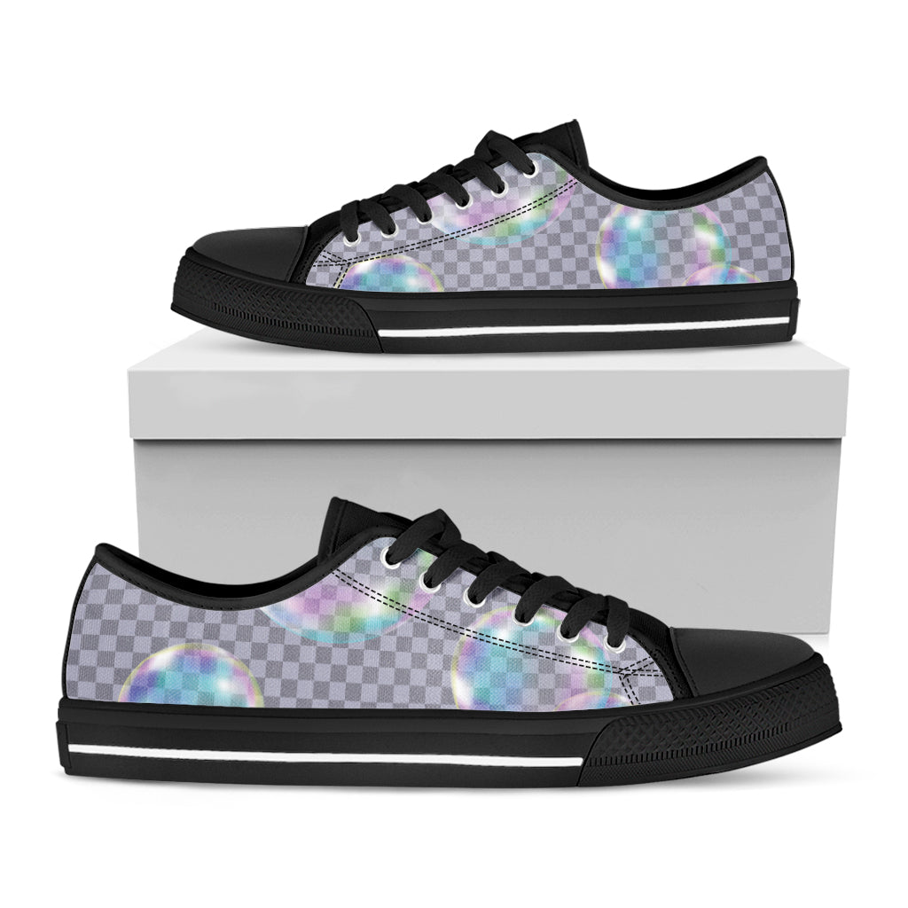 Colorful Soap Bubble Print Black Low Top Sneakers