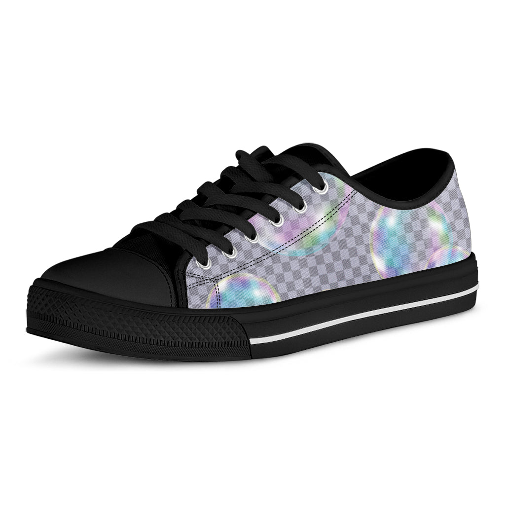 Colorful Soap Bubble Print Black Low Top Sneakers