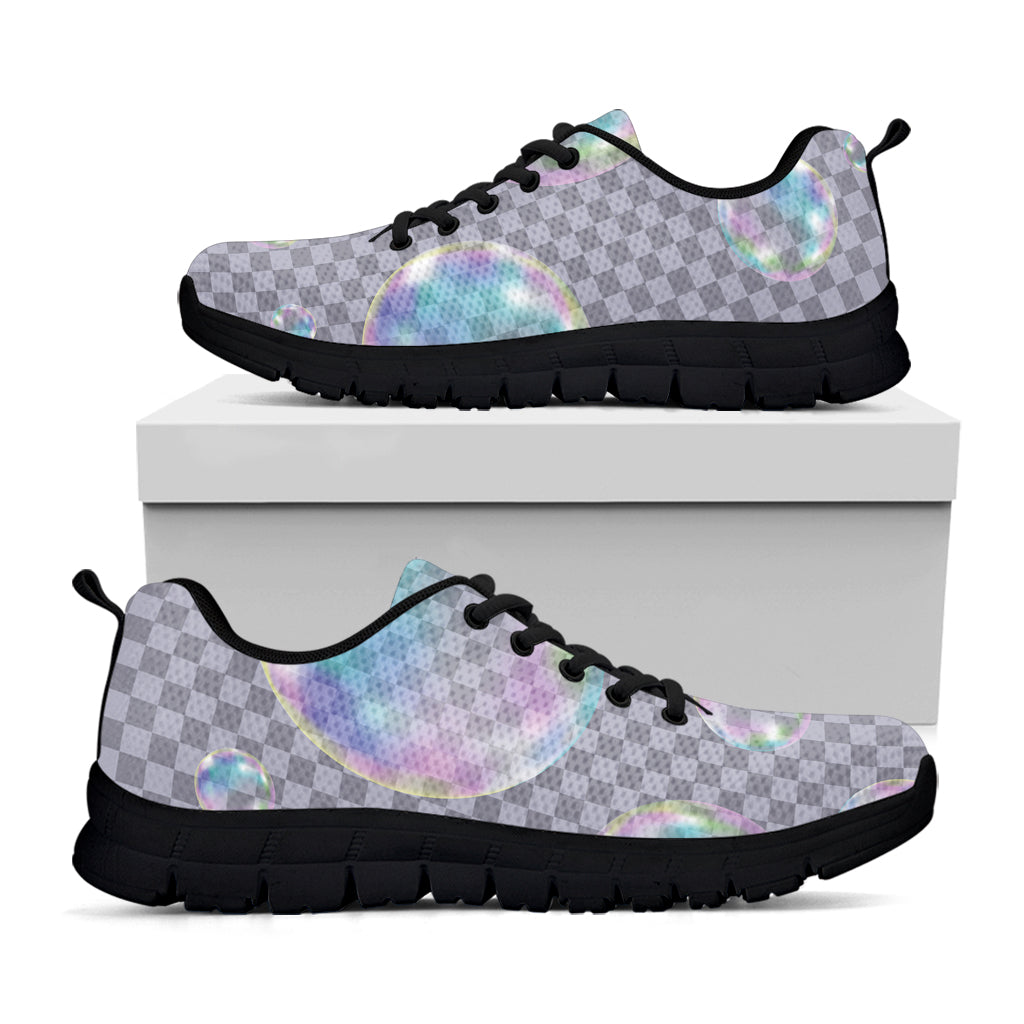 Colorful Soap Bubble Print Black Running Shoes