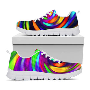 Colorful Spiral Trippy Print White Running Shoes