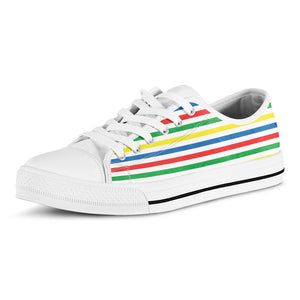 Colorful Striped Pattern Print White Low Top Sneakers