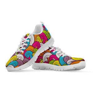 Colorful Surfing Wave Pattern Print White Running Shoes