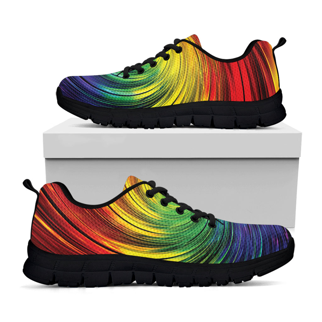 Colorful Swirl Print Black Running Shoes