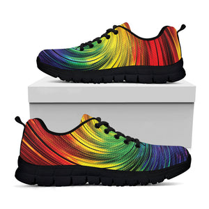 Colorful Swirl Print Black Running Shoes