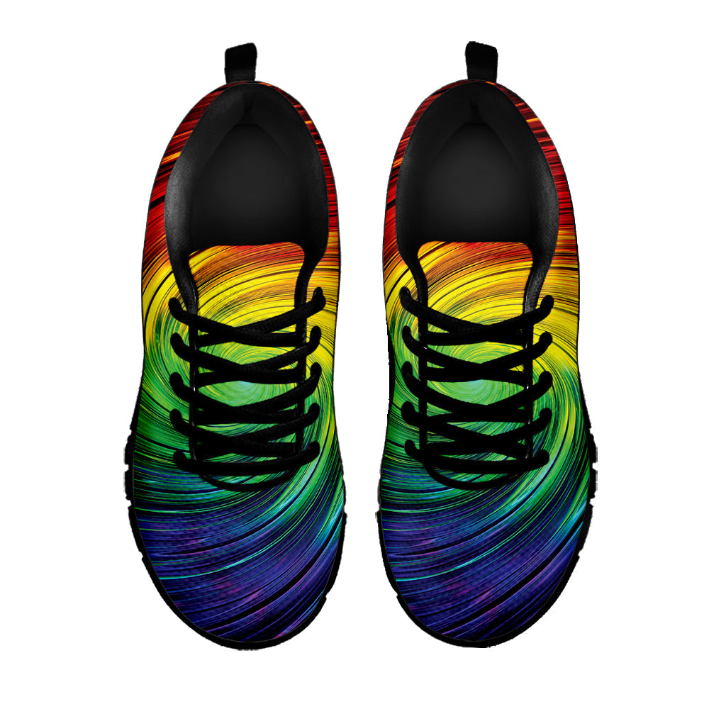 Colorful Swirl Print Black Running Shoes