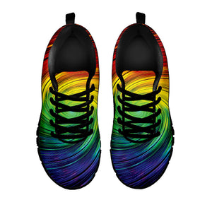 Colorful Swirl Print Black Running Shoes